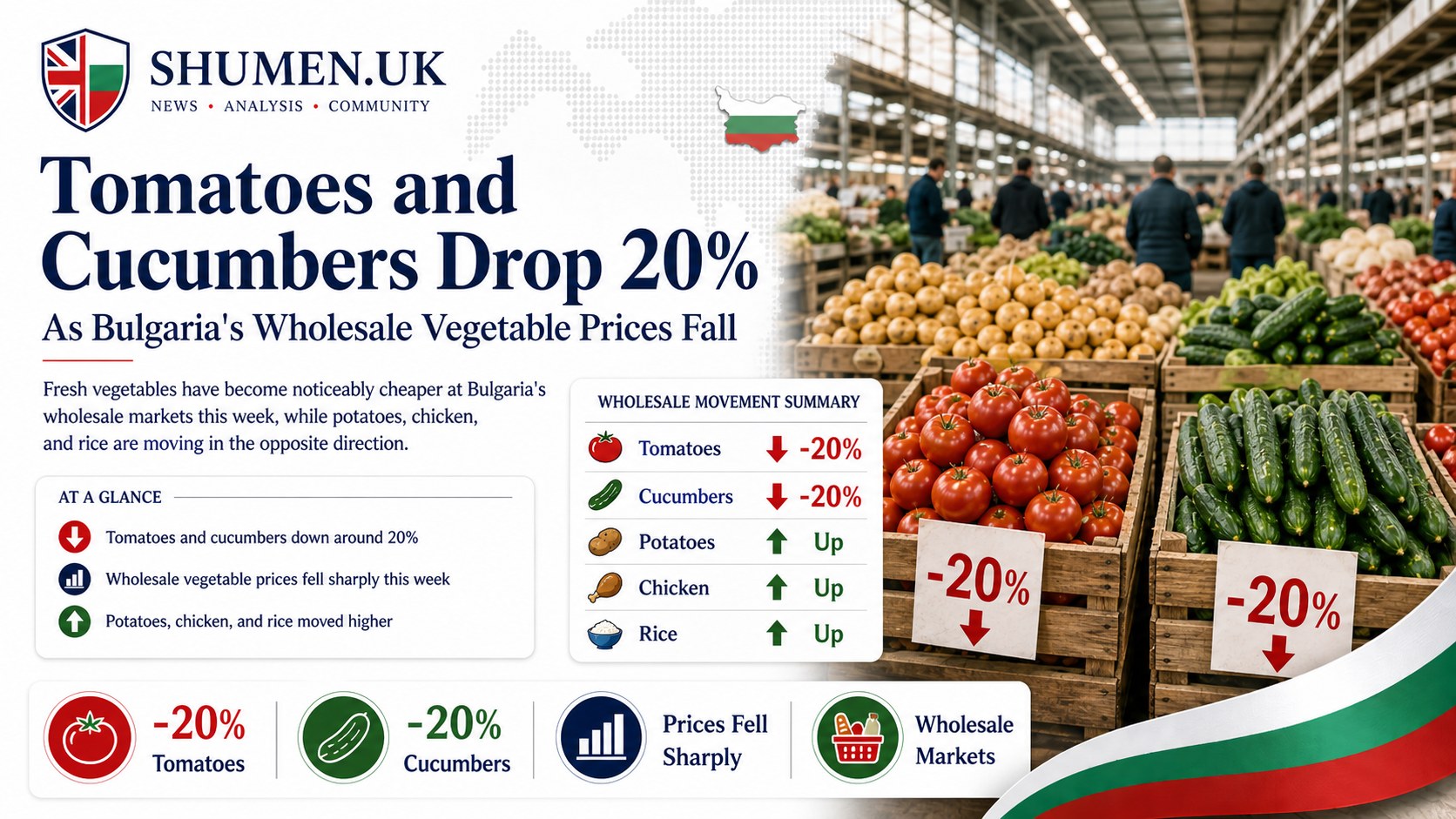 Tomatoes and Cucumbers Drop 20% as Bulgaria's Wholesale Vegetable Prices Fall
